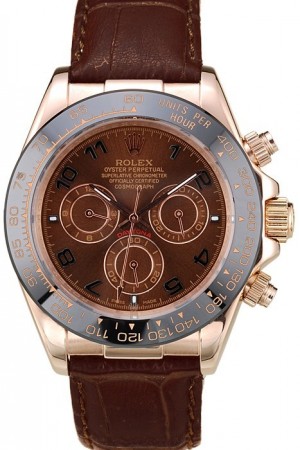 Rolex Daytona Rose Gold Case Brown Dial Brown Leather Strap