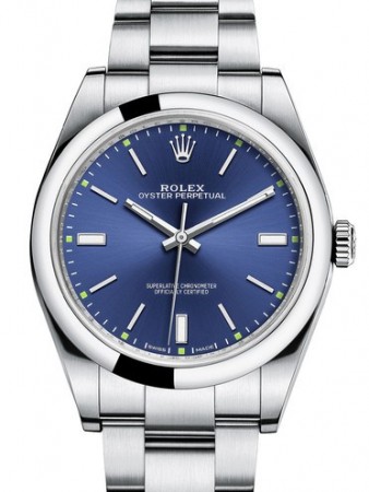 AAA Replica Rolex Oyster Perpetual 39mm Blue Dial Mens Watch 114300-0003