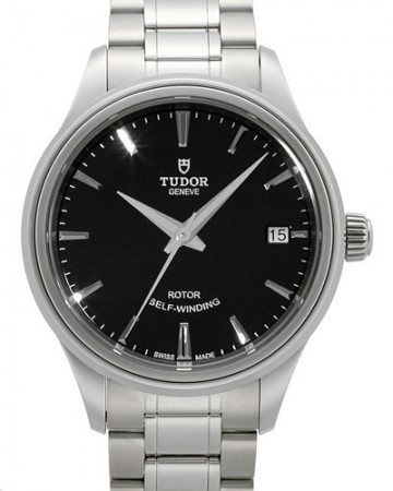 AAA Replica Tudor Style 34mm Black Dial Steel Strap Ladies Watch 12300-1