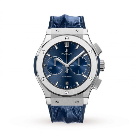 Swiss Hublot Classic Fusion Blue Chronograph Titanium 521.NX.7170.LR 45mm