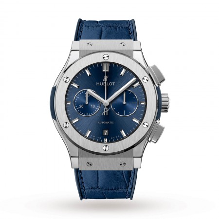 Swiss Hublot Classic Fusion Blue Chronograph Titanium 541.NX.7170.LR 42mm