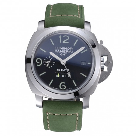 Panerai Luminor GMT Stainless Steel Bezel Green Leather Bracelet 622318