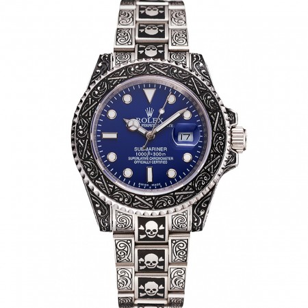 Swiss Rolex Submariner Skull Limited Edition Blue Dial Vintage Case And Bracelet 1454091