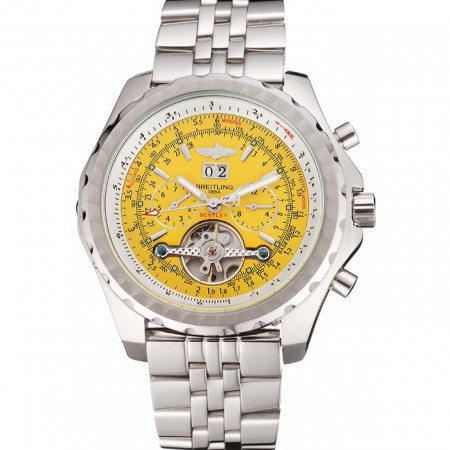 Breitling Bentley Mulliner Tourbillon Yellow Dial Stainless Steel Case And Bracelet 622734