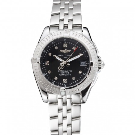 Breitling Colt Lady Black Dial Diamond Hour Marks Stainless Stees Case And Bracelet