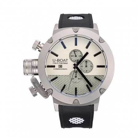 U-Boat Italo Fontana White Dial Stainless Steel Case Black Leather Bracelet 622715