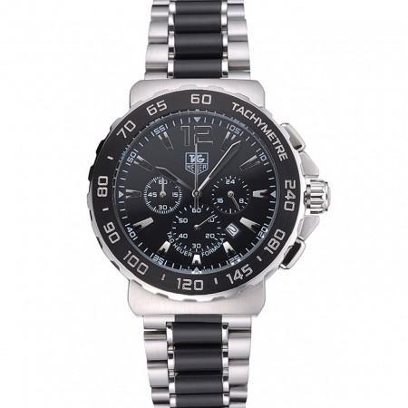 Tag Heuer Formula 1 Chronograph Black Dial Black Bezel Two Tone Stainless Steel Band 622412