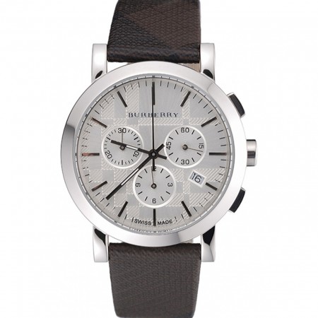 Burberry The City Classic Chronograph Silver Dial Smoked Trench Bracelet 622572