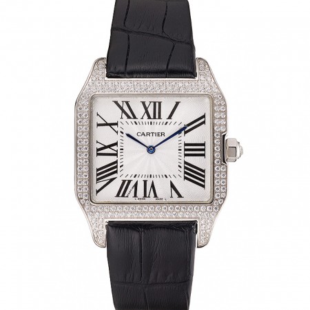 Cartier Santos 100 Diamond Silver Bezel 621924