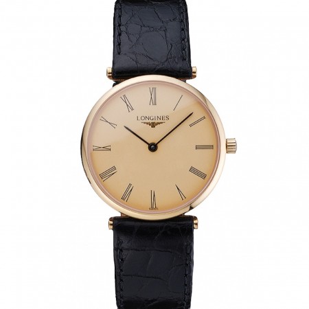 Longines La Grande Classique Champagne Dial Black Leather Band Homme 622123