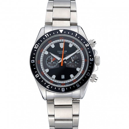 Tudor Heritage Chronograph Black Dial Stainless Steel Bracelet 622418