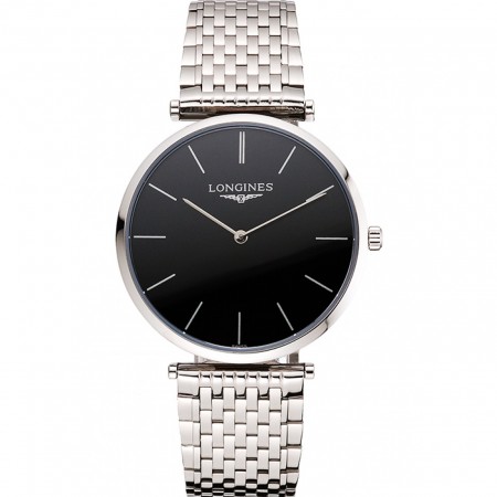 Swiss Longines Grande Classique Black Dial Stainless Steel Case And Bracelet