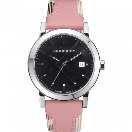Burberry The City Classic Black Dial Pink Bracelet 622561