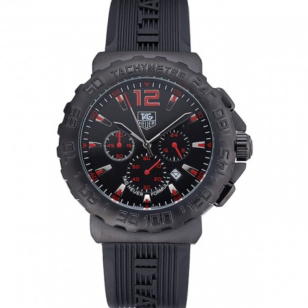 Tag Heuer Formula 1 Chronograph Black Dial Black Bezel Red Numerals 622408