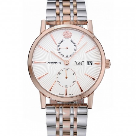 Piaget Altiplano White Dial Rose Gold Case Two Tone Stainless Steel Bracelet 1454231