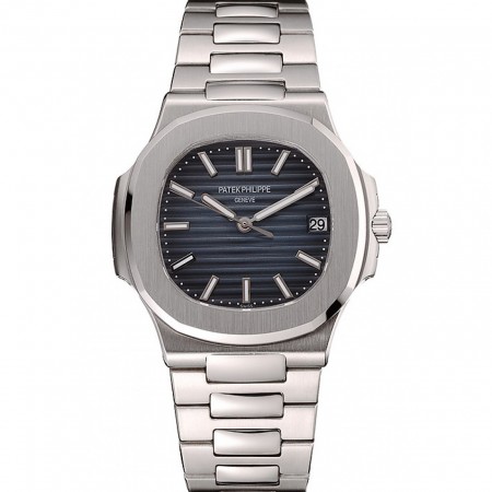 Swiss Patek Philippe Nautilus Black-Blue Dial Stainless Steel Bracelet 1453948
