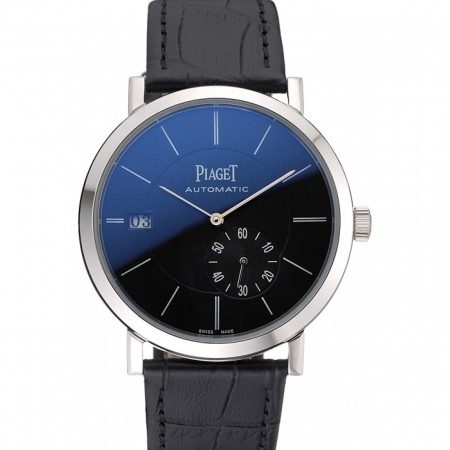 Piaget Altiplano Silver Case Black Dial Black Leather Bracelet 622629