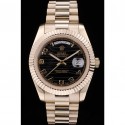 Rolex DayDate Black Patterned Dial Gold Stainless Steel Strap 41980