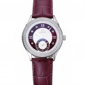 Omega DeVille Prestige Dark Red Dial Silver Diamond Case Dark Red Leather Bracelet 1454121