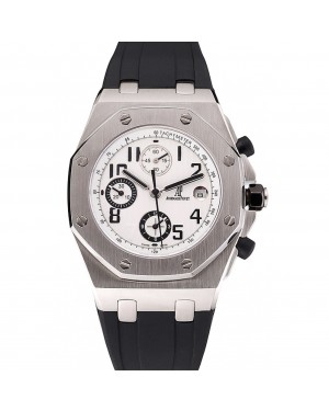 Swiss Audemars Piguet Royal Oak Offshore White Dial Stainless Steel Case Black Rubber Strap 622853