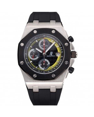 Swiss Audemars Piguet Royal Oak Offshore Black And Yellow Dial Stainless Steel Case Black Rubber Strap 622855