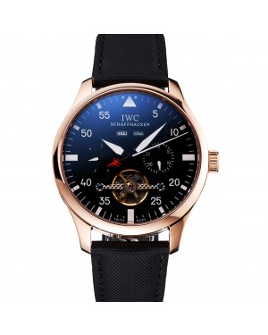 IWC Pilot Perpetual Calendar Black Dial Rose Gold Case Black Textile Strap