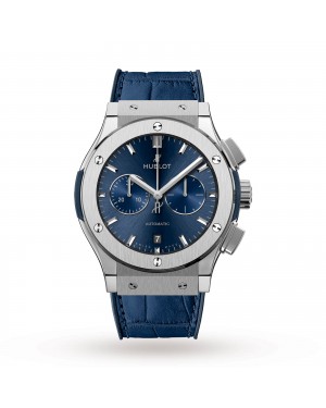 Swiss Hublot Classic Fusion Blue Chronograph Titanium 541.NX.7170.LR 42mm