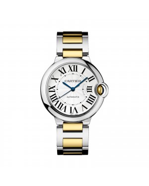 Swiss Ballon Bleu de Cartier watch, 36 mm, 18K gold and steel