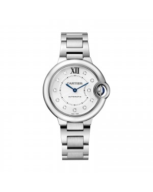 Swiss Ballon Bleu de Cartier watch, 33 mm, steel, diamonds