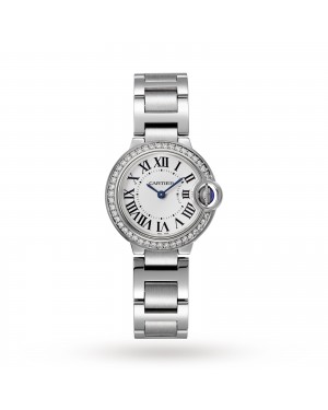 Swiss Ballon Bleu de Cartier watch, 28 mm, steel, diamonds