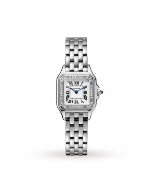 Swiss Panthère de Cartier watch, Small model, steel, diamonds