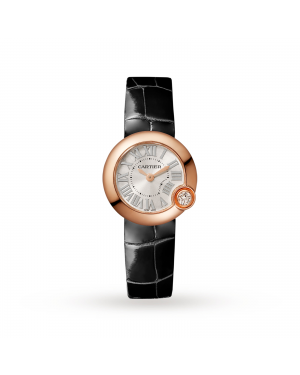Swiss Ballon Blanc de Cartier watch, 26 mm, pink gold, diamond, leather