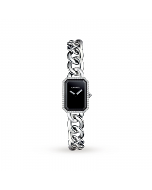 Swiss Designer Premiere Steel and Onyx Watch