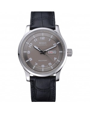 Mido Multifort Grey Dial Black Leather Strap 622179