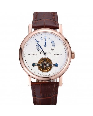 Breguet Classique Complications Rose Gold Case Dark Brown Leather Strap 80154