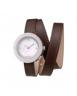 Hermes Classic MOP Dial Brown Elongated Leather Strap