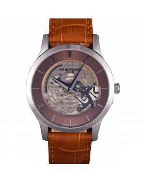 Patek Philippe Complications Brown Dial Brown Leather Bracelet