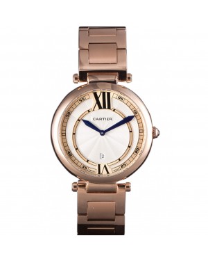 Cartier Ballon Bleu Rose Gold Stainelss Steel Strap White Dial 621453