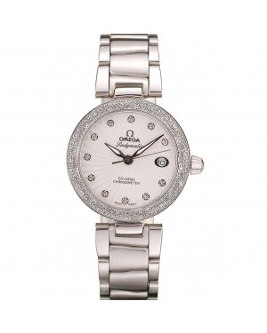 Omega DeVille Ladymatic iamond Plated Bezel White Dial
