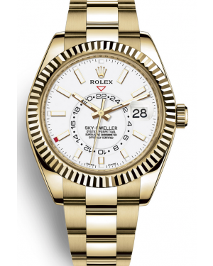 AAA Replica Rolex Sky-Dweller GMT 42mm White Dial Mens Watch 326938-0005
