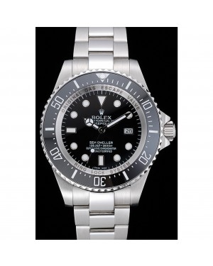 Rolex Sea Dweller Stainless Steel Bracelet Black Dial Watch
