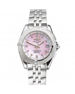 Breitling Colt Lady Pink Dial Diamond Hour Marks Stainless Steel Case And Bracelet