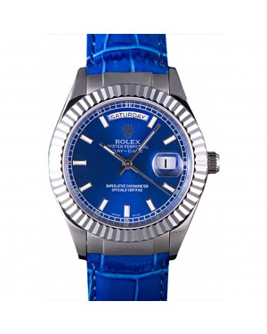 Rolex Day-Date Oyster Collection Blue Leather Band 621490