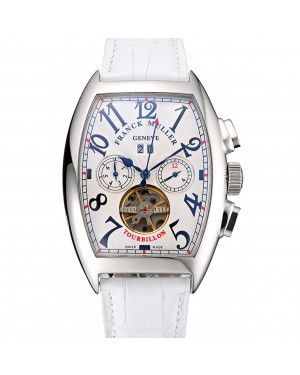 Franck Muller Casablanca White Croco Leather Strap White Dial 80281