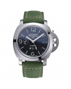 Panerai Luminor GMT Stainless Steel Bezel Green Leather Bracelet 622318