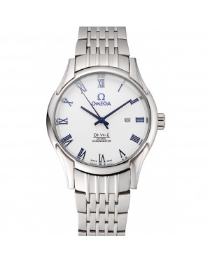 Omega De Ville White Dial Blue Numerals Stainless Steel Case And Bracelet 1453787