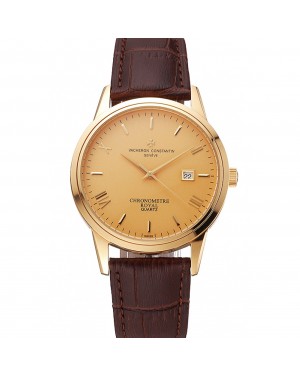 Vacheron Constantin Patrimony Chronometre Royal Gold Dial Gold Case Brown Leather Strap