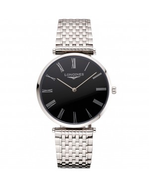 Swiss Longines Grande Classique Black Dial Roman Numerals Stainless Steel Case And Bracelet