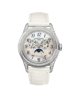 AAA Replica Patek Philippe Annual Calendar White Gold Diamond White Mother of Pearl Watch 4937G-001