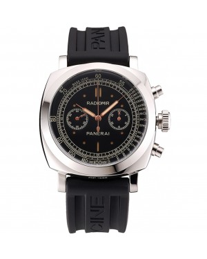 Swiss Panerai Radiomir 1940 Chronograph Black Dial Stainless Steel Case Black Rubber Strap